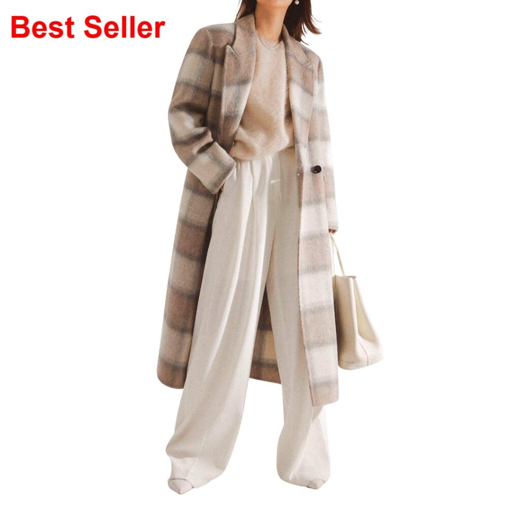 Wool Pea Coat Double Breasted Trench Coat With Pockets